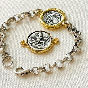 Gold and Silver Coin Charm Bracelet